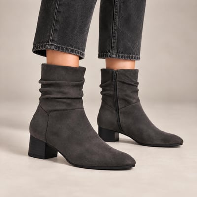 Vionic Remi Short Boot with Arch Support in Grunge Grey Suede