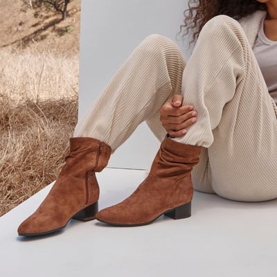 Vionic Remi Short Boot with Arch Support in Hazelnut Suede