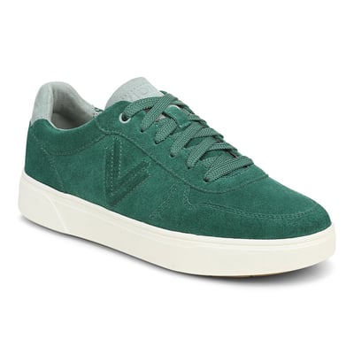 Vionic Robin Lace Up Trainer with Arch Support in Posy Green Suede