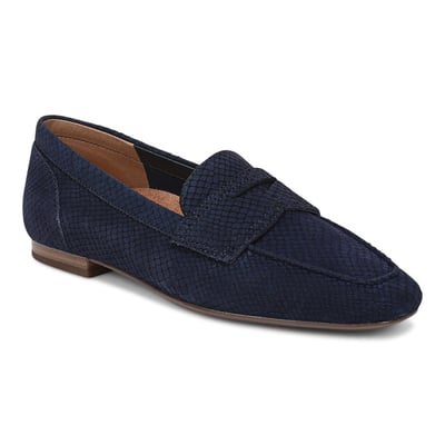 Vionic Sadie Loafer with Arch Support in Navy Blazer Snake Embossed Nubuck