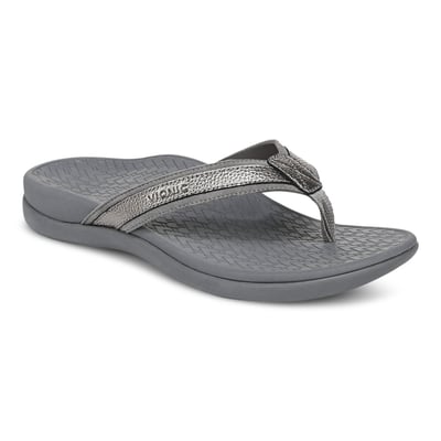 Vionic Tide 2.0 Toe Post Sandal with Arch Support in Pewter Leather
