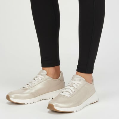 Vionic Uptown Sneaker with Arch Support in Gold Shimmer Leather