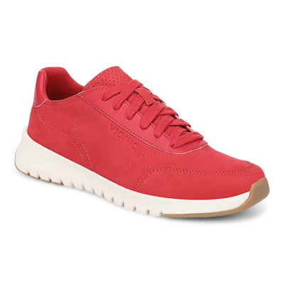 Vionic Uptown Sneaker with Arch Support in Varsity Red Nubuck