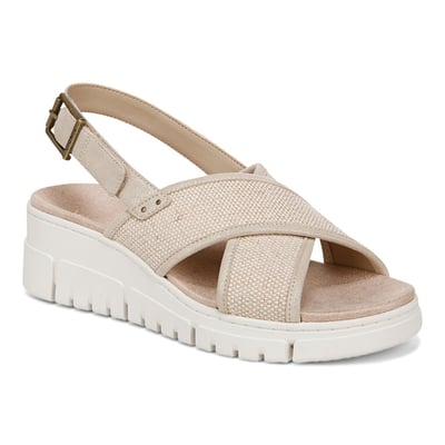 Vionic Uptown Sonoma Slingback Wedge Sandal with Arch Support in Natural
