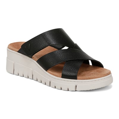 Vionic Uptown Sunset Wedge Sandal with Arch Support in Black