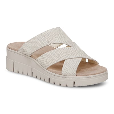 Vionic Uptown Sunset Wedge Sandal with Arch Support in Ivory
