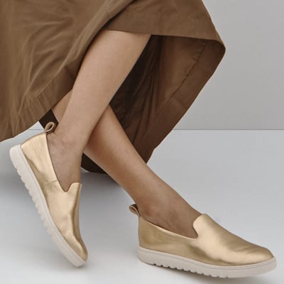 Vionic Uptown Willa Slip On Trainer with Arch Support in Gold