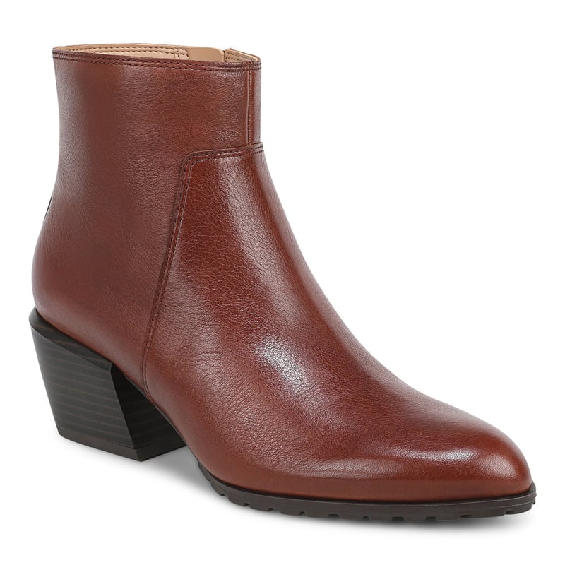 Vionic Bianca Short Boot with Arch Support in Baked Clay Brown Leather