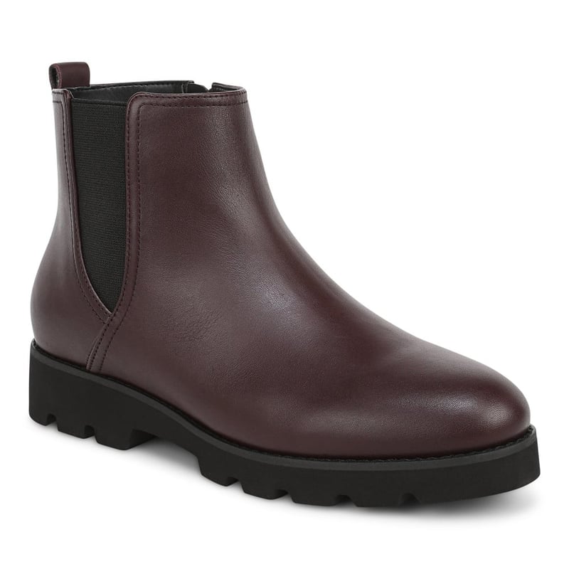 Vionic Vionic Cami Ankle Boot with Arch Support in Mulled Wine Red Leather