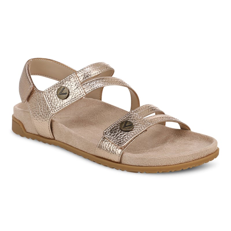 Vionic Vionic Essie Strappy Sandal with Arch Support in Bronze Leather