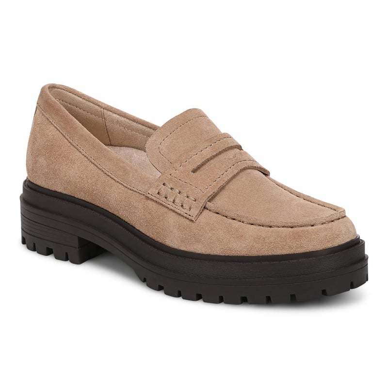 Vionic Vionic Georgia Loafer with Arch Support in Desert Sand Brown Suede