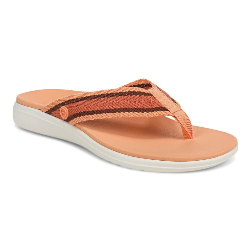 Vionic Vionic Indigo Toe Post Sandal with Arch Support in Shell Coral Multi