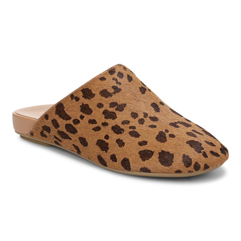 Vionic Vionic Opal Slip On Mule with Arch Support in Tan Leopard Haircalf